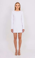 Michèle white mini dress by Leochèle, fitted silhouette