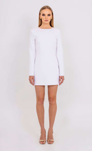 Michèle white mini dress by Leochèle, fitted silhouette