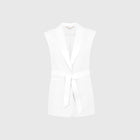 Roza white sleeveless blazer with belt by Leochèle